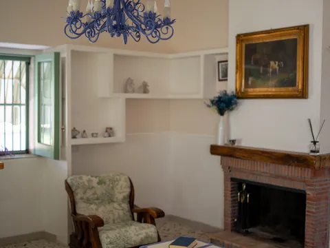 Sala lettura con camino del B&B Josephine
